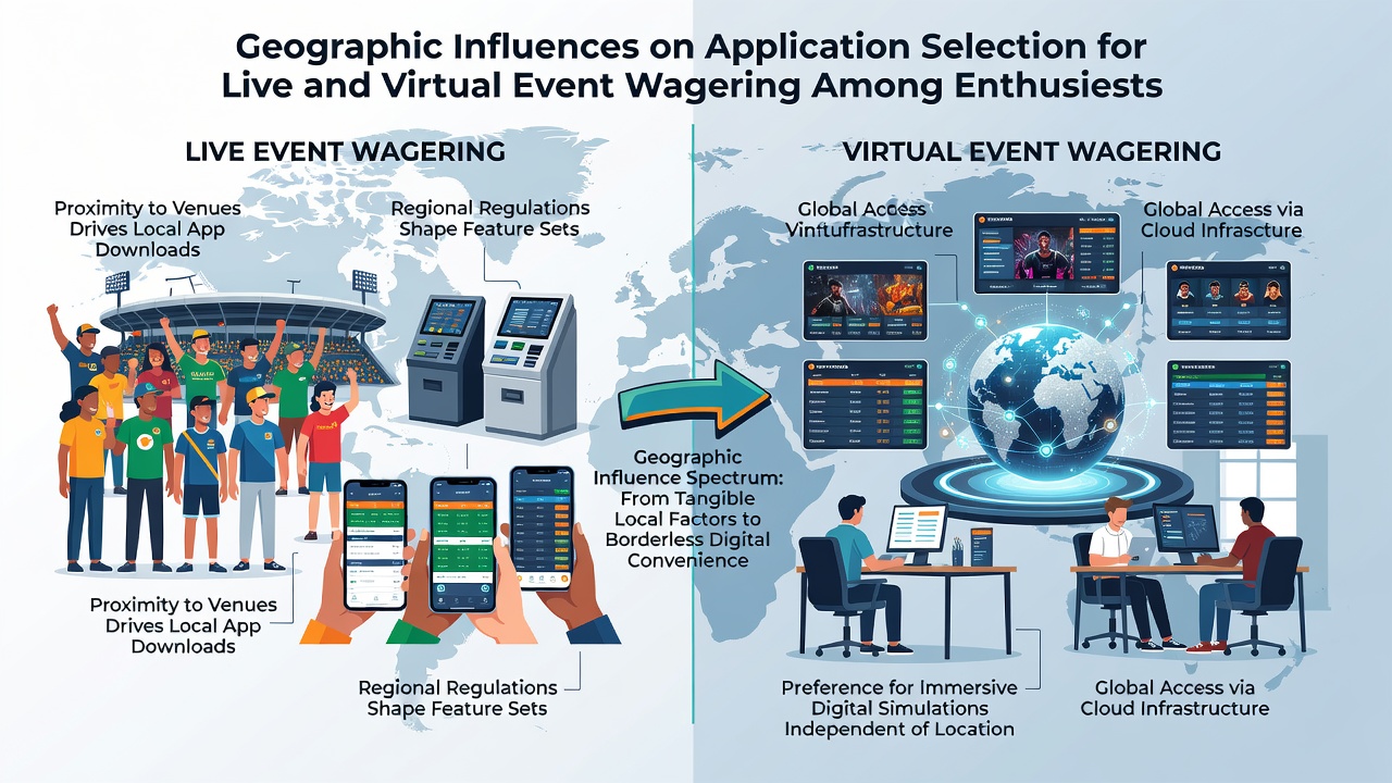 Enthusiasts in diverse geographic settings engaging with live and virtual wagering applications on mobile devices